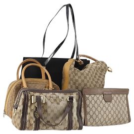 Borsa GG Supreme Micro GG Cristallo Gucci in tela rivestita in PVC 5 pezzi nera Auth fm5242