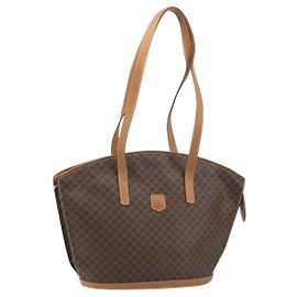 Céline CELINE Macadam Canvas Tote Bag aus PVC-Leder in Braun Gold Auth 170072