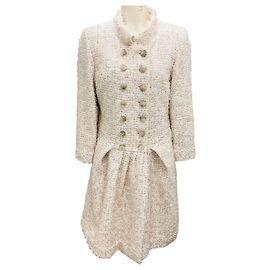 Cappotto in tweed multicolore metallico bianco / rosa RARO di Chanel