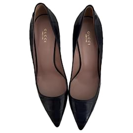 Gucci blaue Leder High Heels