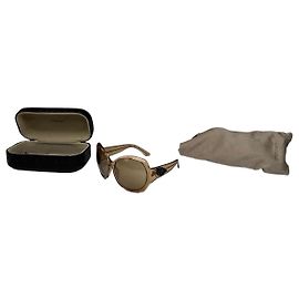 Vintage Bottega Veneta Übergroße Sonnenbrille beige