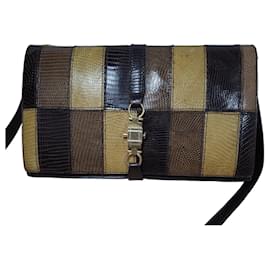 Autre Marque Vintage leather and lizard shoulder bag