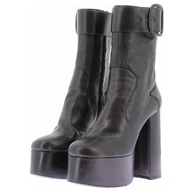 Saint Laurent Botas negras con tacones y plataformas de cuero