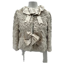 Autre Marque Giacca in pelliccia e satin crema