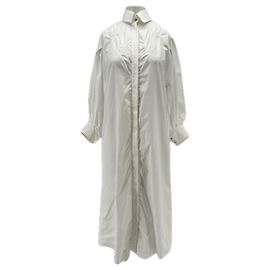 Autre Marque Abito lungo a camicia bianco in cotone HANANE HOTAIT