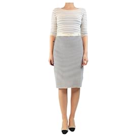 Vestido midi de punto a rayas blancas y negras - talla UK 8 - Dior