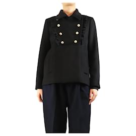 Gucci Cappotto di lana nera con bottoni in perla - taglia UK 14