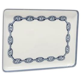 Piatto quadrato Chaine D'ancre Hermès in ceramica bianca