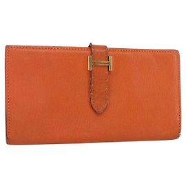 Portafoglio Hermès Birkin Arancione in pelle