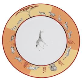 Piatto in ceramica Hermès Africa bianco giallo arancione
