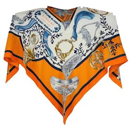Bufanda de cachemira Hermès Etriers Triangle Geant Naranja