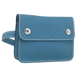 Borsa a vita Pochette Hermès in pelle verde, blu e argento