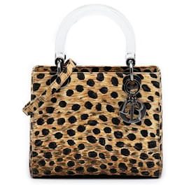 Dior Marrone Medio Tela Stampa Leopardo Lady Dior