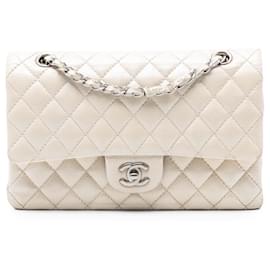 Chanel Bianco Medio Classico Caviar Doppio