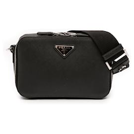 Borsa a tracolla Brique in Saffiano nero di Prada