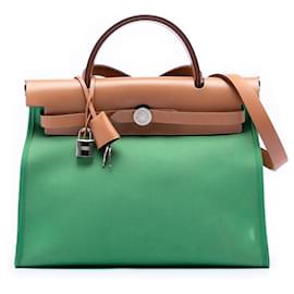 Hermès Borsa Herbag Zip 31 Verde Toile