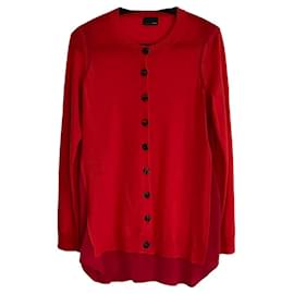 Fendi Cardigan aus roter Wolle mit Fuchsia Crepe