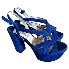 Prada platform sandals in blue suede