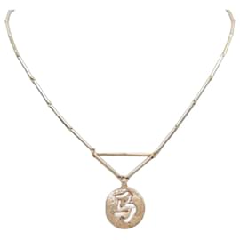 Christian Dior NEUF COLLIER DIOR PENDENTIF SIGNE CHINOIS 41.5CM METAL DORE GOLDEN NECKLACE