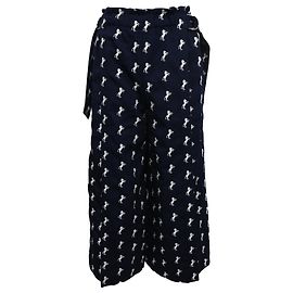 Pantalon large en coton bleu marine avec broderie de cheval Chloé