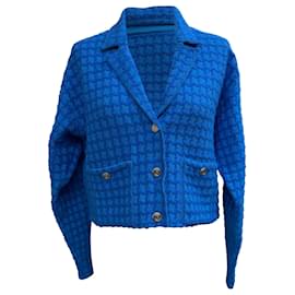 Blazer corto de tweed Sandro en viscosa azul