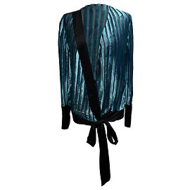 Diane Von Furstenberg Crossover-Bluse aus blauer Samt