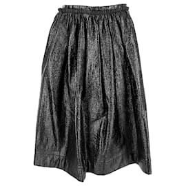 Falda Midi Metálica Marni en Algodón Negro
