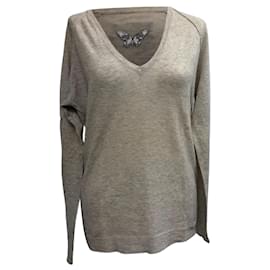 Beige Cashmere V-Ausschnitt Pullover von Zadig & Voltaire