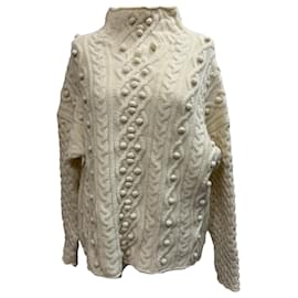 Theory Kabelstrickpullover aus ivory Wolle