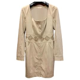 Beiges Wildlederkleid mit dekoriertem Gürtel - Guess