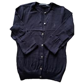 Autre Marque Navyblauer Wollcardigan mit Pony-Logo