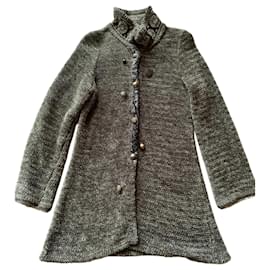 Grau melierter Wollcardigan mit dekorativen Knöpfen - Autre Marque