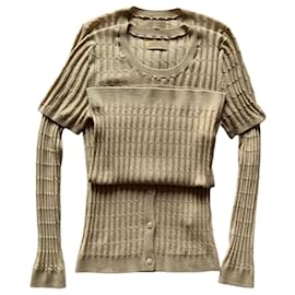 Autre Marque Beige Cardigan und Rundhals-Pullover aus reinem Kaschmir