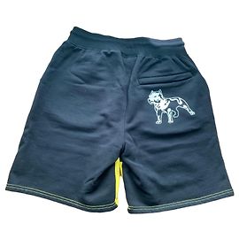 Autre Marque Pantaloncini sportivi Amstaff neri e gialli con stampa cane