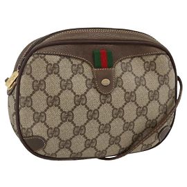 Sac Sherry Line GG Supreme Web de GUCCI en PVC beige et or 156 02 066 Auth BA11422