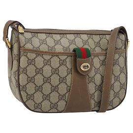 Gucci GG Supreme Web Sherry Line Tasche aus PVC Beige Gold 56 02 032 Auth ARZ158