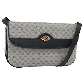 Gucci Bolso de Hombro Micro GG Supreme PVC Navy Gold 004 106 0024 Auth 174535