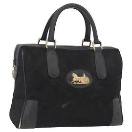 Céline Borsa a mano Celine C Sulky in tela nera e oro Auth ep13854
