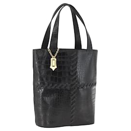 SAINT LAURENT Handtasche aus geprägtem Leder Schwarz Gold Auth BSZ274