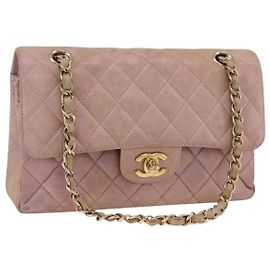 Borsa a spalla matelassé CHANEL in pelle caviar rosa oro CC Auth ka3129SAV