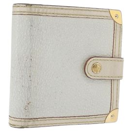 LOUIS VUITTON Suhari Compact Zip Geldbörse Leder Elfenbein M91831 LV Auth ARZ191