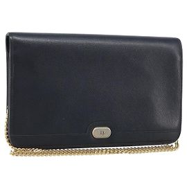 Borsa in tela a nido d'ape Christian Dior con catena in pelle nera e oro Auth ka3067