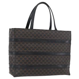 Céline Borsa a mano in tela Macadam CELINE in pelle PVC nera e oro Auth ka3121
