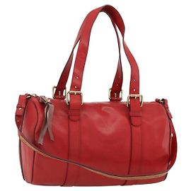 Chloé Chloe Tote Bag Leder 2in1 Rot Gold Auth BA10946A