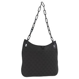 Borsa a spalla in tela GG Gucci con catena in plastica nera e oro 001 4168 Auth BSZ262