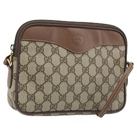 Gucci Bolso de Hombro GG Supreme PVC Beige Dorado 007 14 6428 Auth ep13817