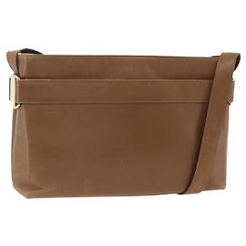 Salvatore Ferragamo Schultertasche aus Leder Braun Gold Auth ka3200