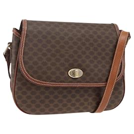 Céline Borsa a Spalla in Tela Macadam CELINE in Pelle PVC Marrone Oro Auth 171040