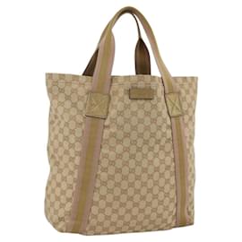 GUCCI GG Canvas Sherry Line Tote Bag Beige 189669 Auth ka3188