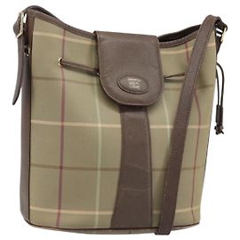 Bolsa de Ombro Burberrys Nova Check Bege Ouro Auth mr2149